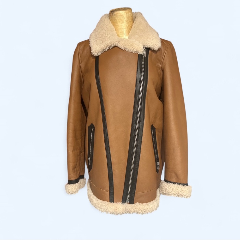 Leather sheep skin lamb shearling VEDA jacket women’s size small